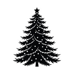 Obraz premium Elegant Christmas Tree Silhouette with Star and Ornaments
