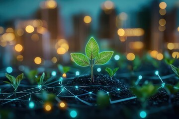Eco-friendly economy, renewable technology, sustainable infrastructure, futuristic design