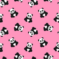 Panda pattern on pink background