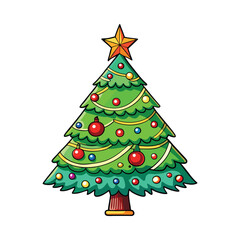 Fototapeta premium Festive Christmas Tree with Lights Vector