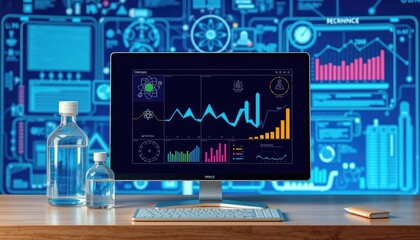 A professional analyzes business data on a large screen using advanced analytics tools.