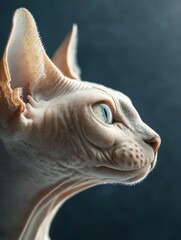 Obraz premium A close-up profile of a Sphynx cat showcasing its unique features and expression.