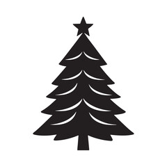 Fototapeta premium Elegant Christmas Tree Silhouette with Star and Ornaments