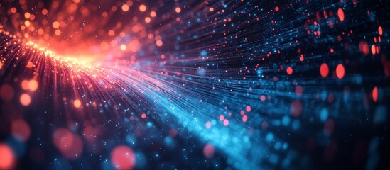 Obraz premium Abstract Light Trails with Red and Blue Bokeh Effects in a Dynamic and Futuristic Background