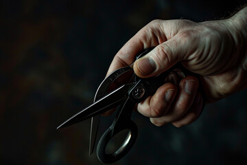 Ai generated picture of steel scissors hold arm