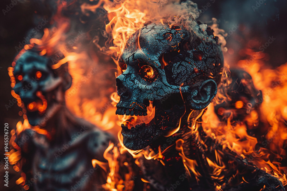 Canvas Prints a person burning at creepy hot hell generative ai technology concept