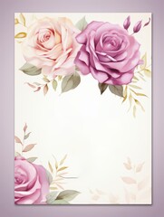 flower card, invitation to wedding, celebration, letterhead with flowers , in watercolor style