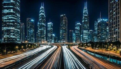 Fototapeta premium The City Where Lights Dance Across the Skyline, Illuminating the Night
