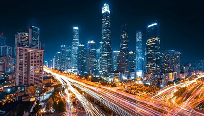 Fototapeta premium The City Where Lights Dance Across the Skyline, Illuminating the Night