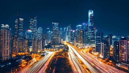 Obraz premium The City Where Lights Dance Across the Skyline, Illuminating the Night