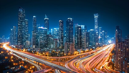 Fototapeta premium The City Where Lights Dance Across the Skyline, Illuminating the Night