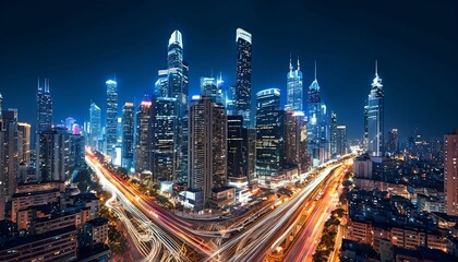 Obraz premium The City Where Lights Dance Across the Skyline, Illuminating the Night