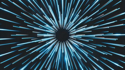 Obraz premium Vivid blue line bursts radiating light against a dark backdrop.