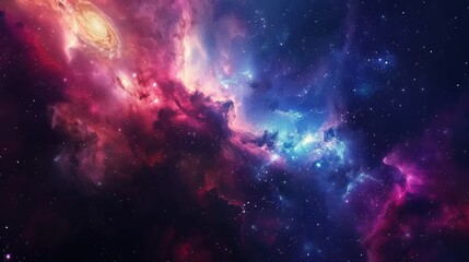 Fototapeta premium Cosmic Nebula: A Celestial Tapestry of Colors