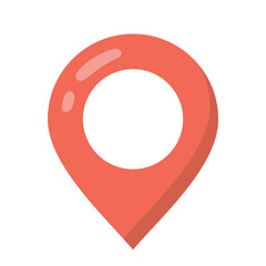 Red location pin flat icon vector illustration, isolated on white background