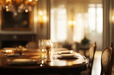 Naklejka premium Elegant Dining Table Setting in a Luxurious Interior