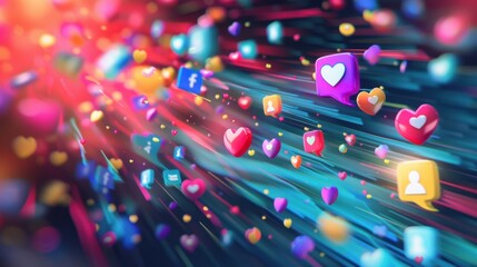 A stylized image of social media notifications