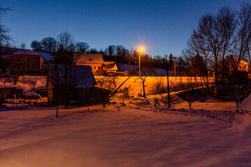 Winter view of Kuncice village in Letohrad, Czech Republic