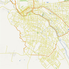 Road map of Ciudad Juarez in Mexico. Contains layered vector with roads water, parks, etc.