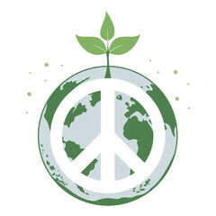 peace symbol illustration with leaves. Eco concept