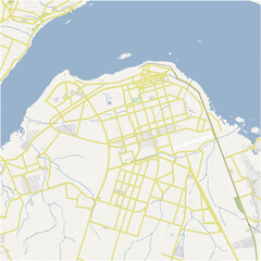 Road map of Kinshasa in Democratic Republic of Congo. Contains layered vector with roads water, parks, etc.
