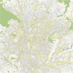 Road map of Kathmandu in Nepal. Contains layered vector with roads water, parks, etc.