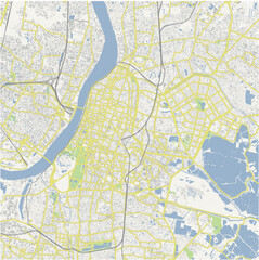 Road map of Kolkata (Calcutta) in India. Contains layered vector with roads water, parks, etc.