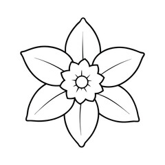 Flower Outline Design - Floral Clipart - Daffodil Flower Illustration in black and white