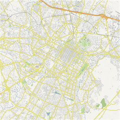 Road map of Puebla in Mexico. Contains layered vector with roads water, parks, etc.