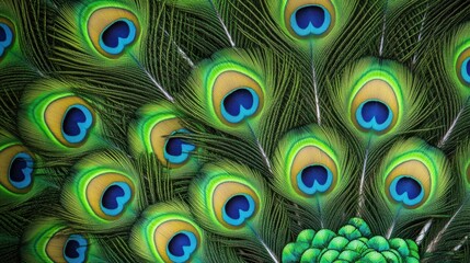 Obraz premium Close-up of Vibrant Peacock Feathers with Rich Colors 