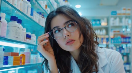 A customer looking at the camera in a pharmacy shop