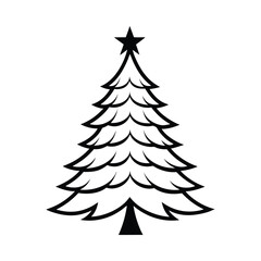 Obraz premium Elegant Christmas Tree Silhouette with Star and Ornaments