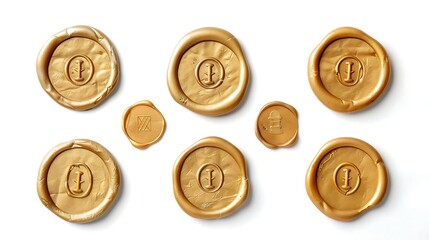 A group of gold coins isolated on white background.