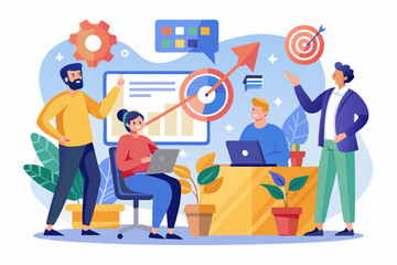 Strategic planning, plan to overcome difficulty or obstacle to reach goal or target, team brainstorm or competitor analysis, business success concept, business team planning for success tactic chart.
