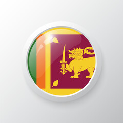 3D Button with Sri Lanka flag. as round glossy icon on background isolated. Vector illustration eps 10.	
