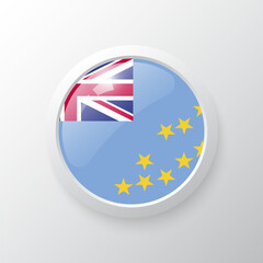 Obraz premium 3D Button with Tuvalu flag. as round glossy icon on background isolated. Vector illustration eps 10. 