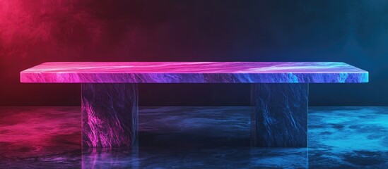 Dept of field perspective of a marble table on a dark background in low key style 3D Rendering