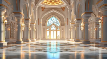 Fototapeta premium 3D rendering of a popular interior design commonly found in mosques