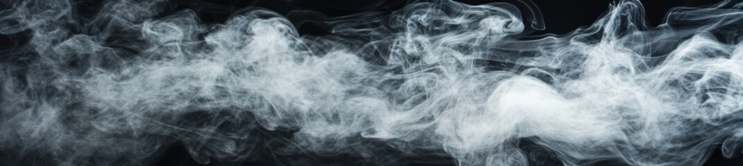 Dense smoke floating in the air against a black backdrop, evoking a sense of mystery and intrigue.
