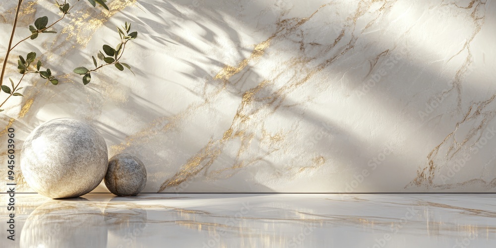 Poster High resolution 3D rendering of marble texture