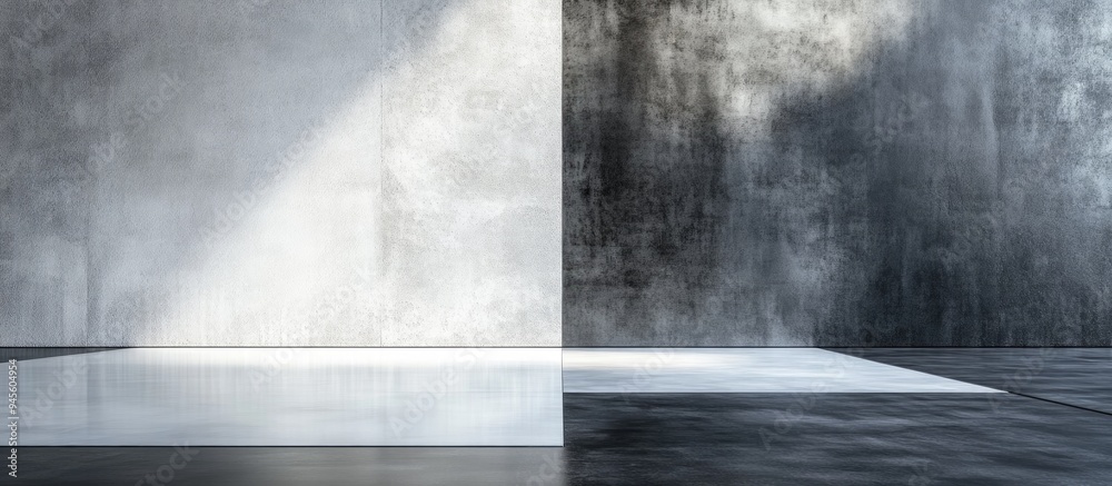 Poster 3D rendering of concrete and plaster textures on a black and white background for desktop use