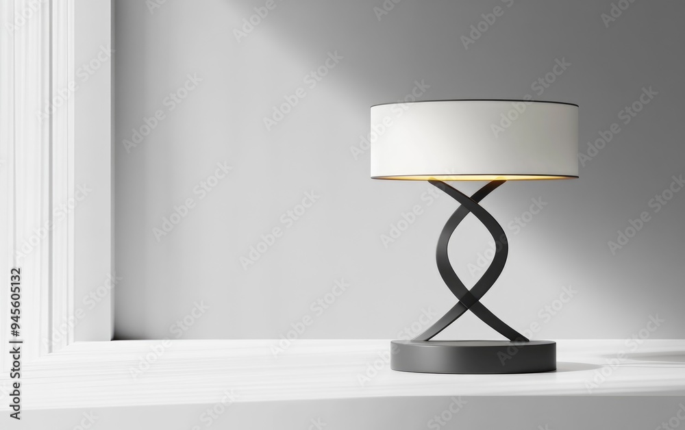 Poster 3D rendering of a stylish table lamp on a white background