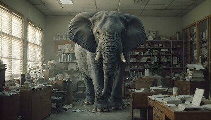 Fototapeta premium Unexpected Workplace Intruder, Elephant in the room