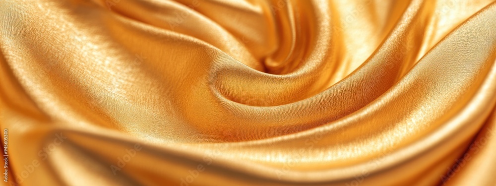 Poster 3D rendering of a swirling gold silk texture in close up showcasing the entire background