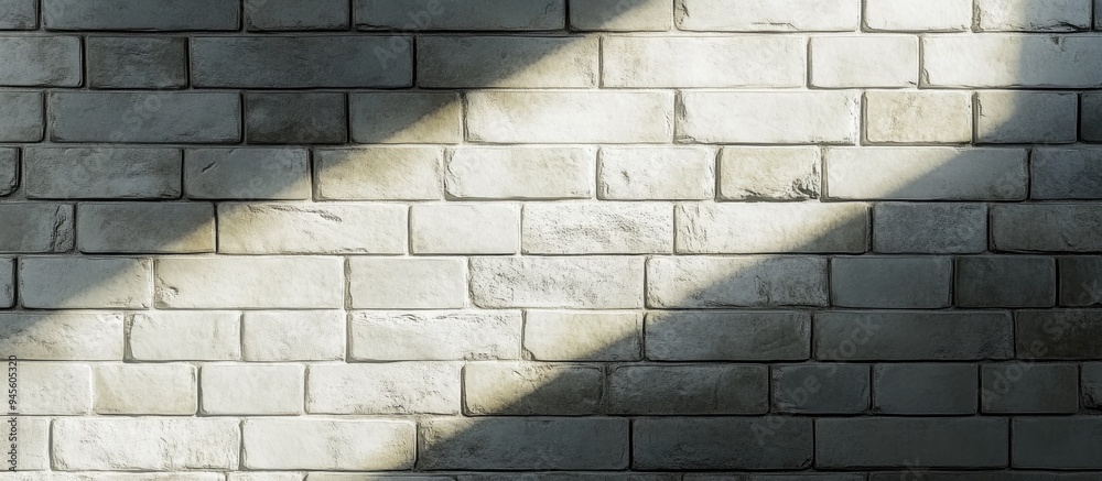 Poster 3d rendering of a light gray brick wall illuminated by sunlight