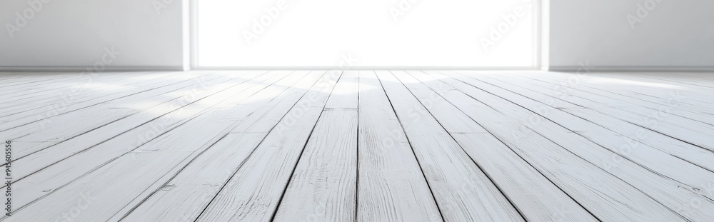 Poster 3d rendering of a white wooden floor viewed from above against a white background