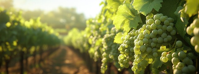 3D rendering of vineyard vines with green grapes before harvest showcasing the winemaking process