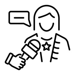 An outline icon of celebrity interview 