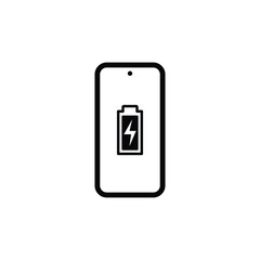 Phone Charging Icon with battery symbol outline black and white style 4