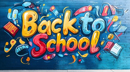 Colorful Back to School Graffiti on Brick Wall